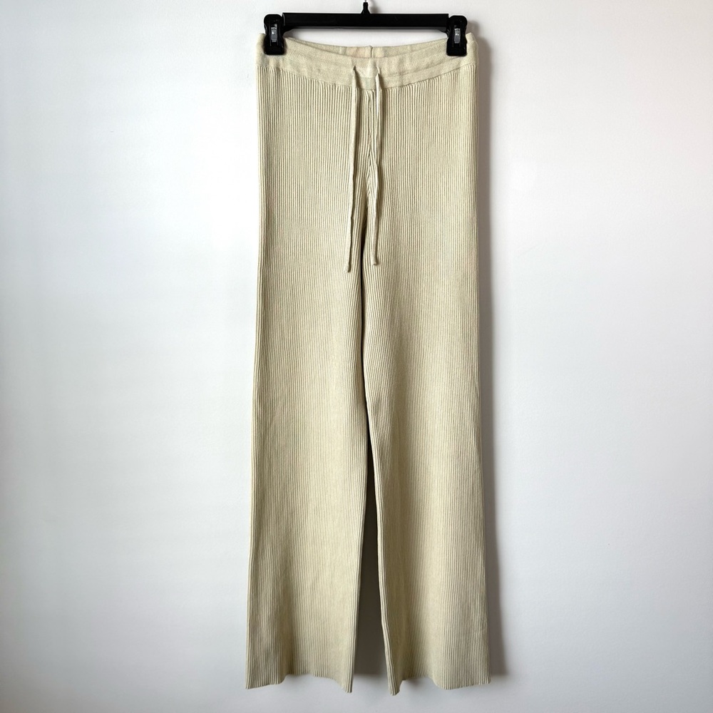 Cider Rib Knit Pants Beige S Drawstring - Picture 3 of 6